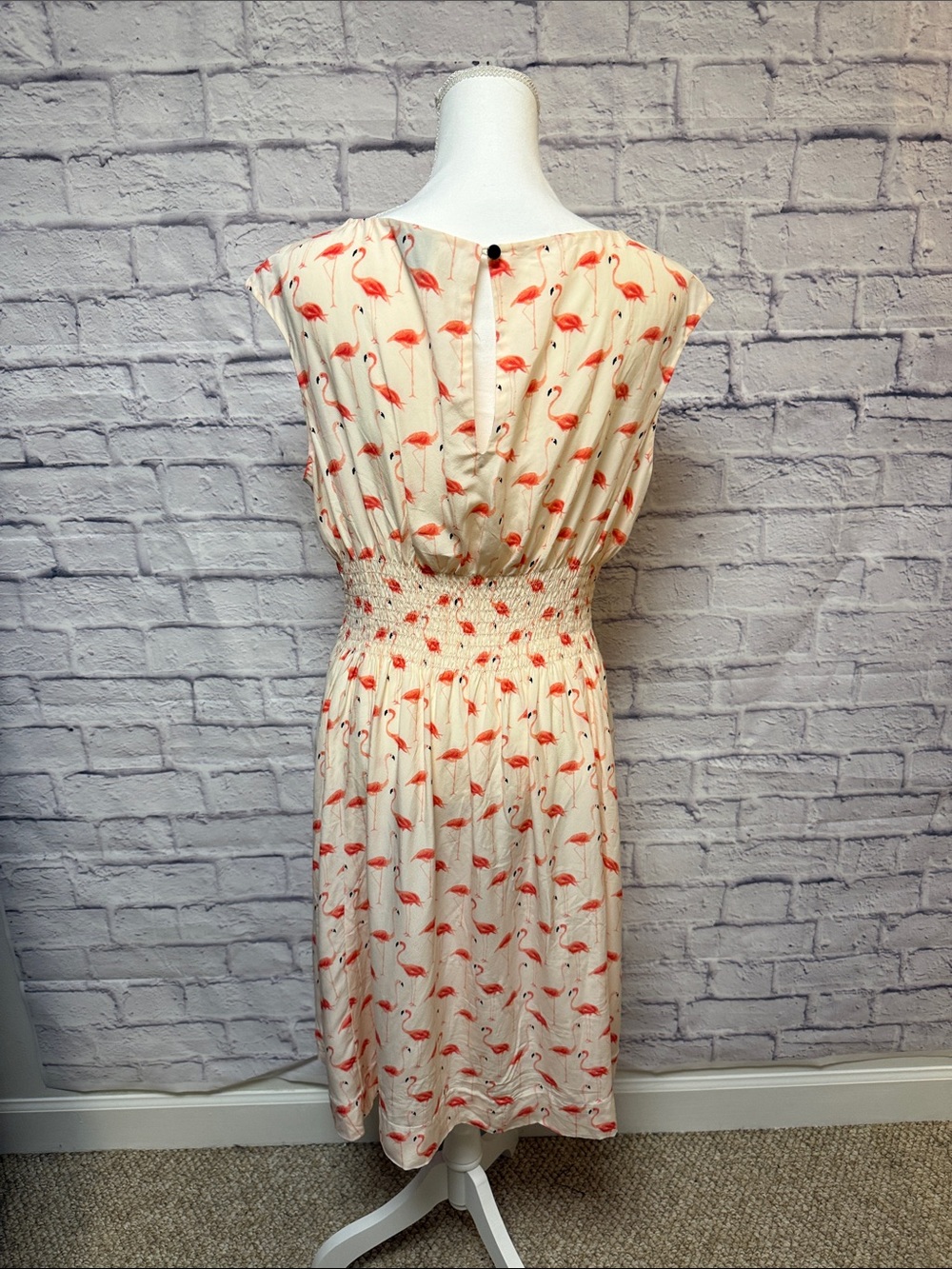 kate spade Cream Midi Dress with Coral Flamingo Print - Picture 4 of 7